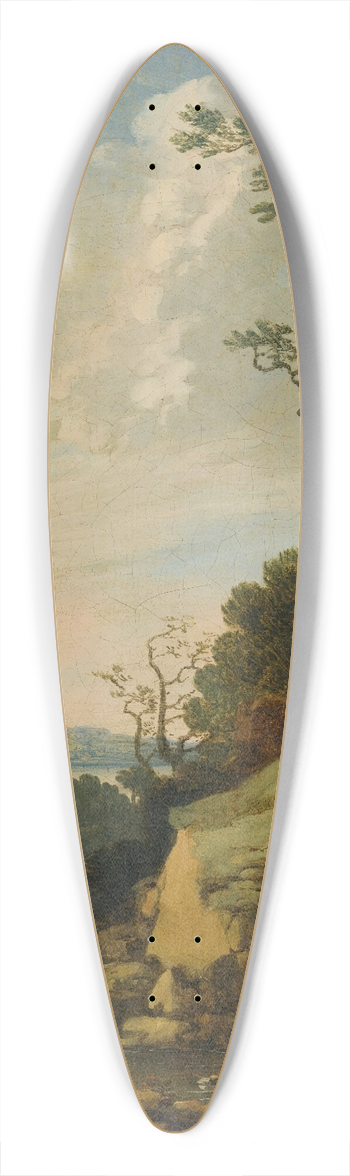 Abraham Bloemaert - Hilly Landscape With Figures By A River 39.3 inch art pintail longboard deck