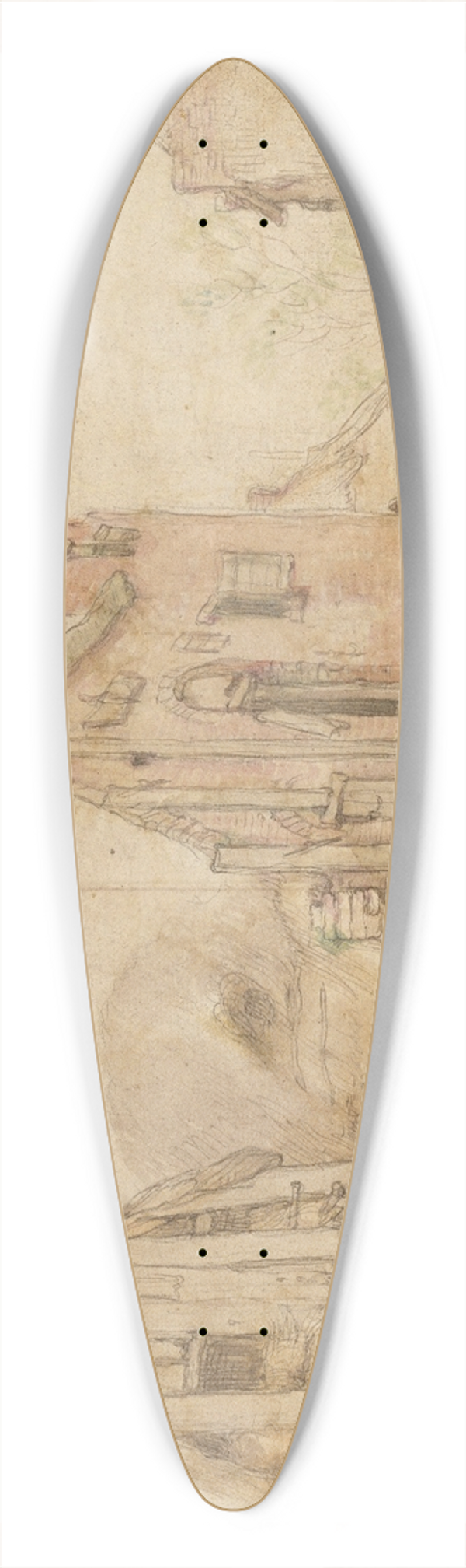 Abraham Bloemaert - View of a Farm Courtyard 39.3 inch art pintail longboard deck