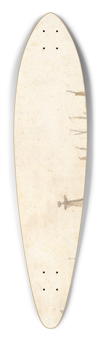 Abraham de Verwer - Beach with Ships nearScheveningen 39.3 inch art pintail longboard deck