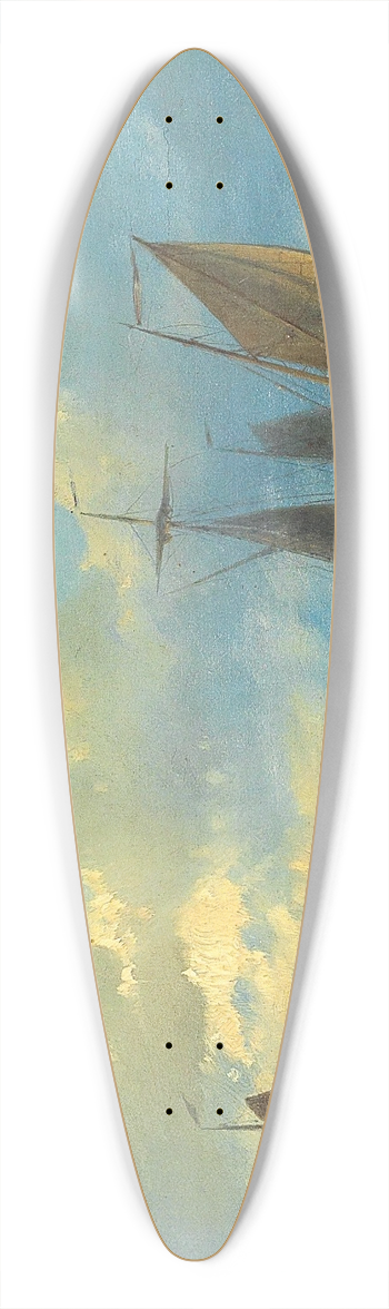 Abraham Hulk - Fishing Boats By The Coast 39.3 inch art pintail longboard deck