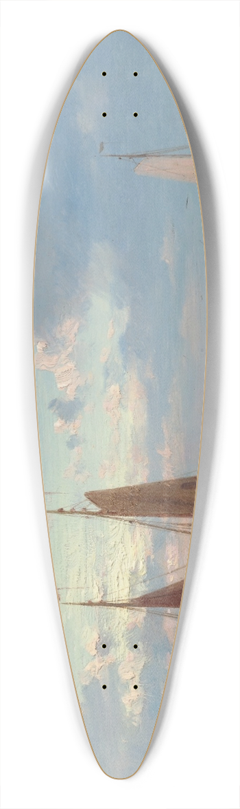 Abraham Hulk - Fishing boats moored in a calm harbour 39.3 inch art pintail longboard deck