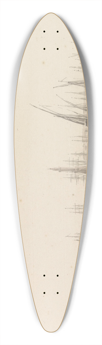 Abraham-Louis-Rodolphe Ducros - Gezicht op Golf van Napels vanaf kade bij kerk Santa Maria del Carmine 39.3 inch art pintail longboard deck