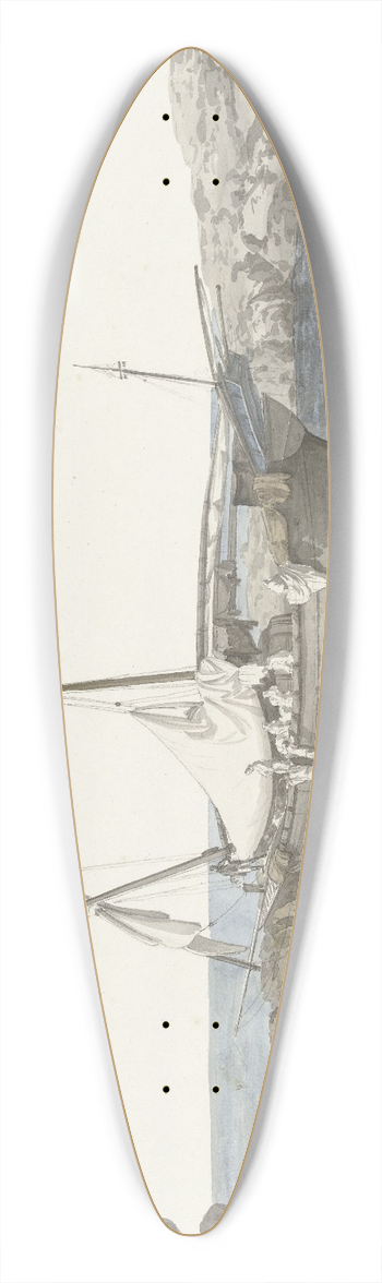 Abraham-Louis-Rodolphe Ducros - Gezicht op Tarente en haven van Luogo Vivo 39.3 inch art pintail longboard deck