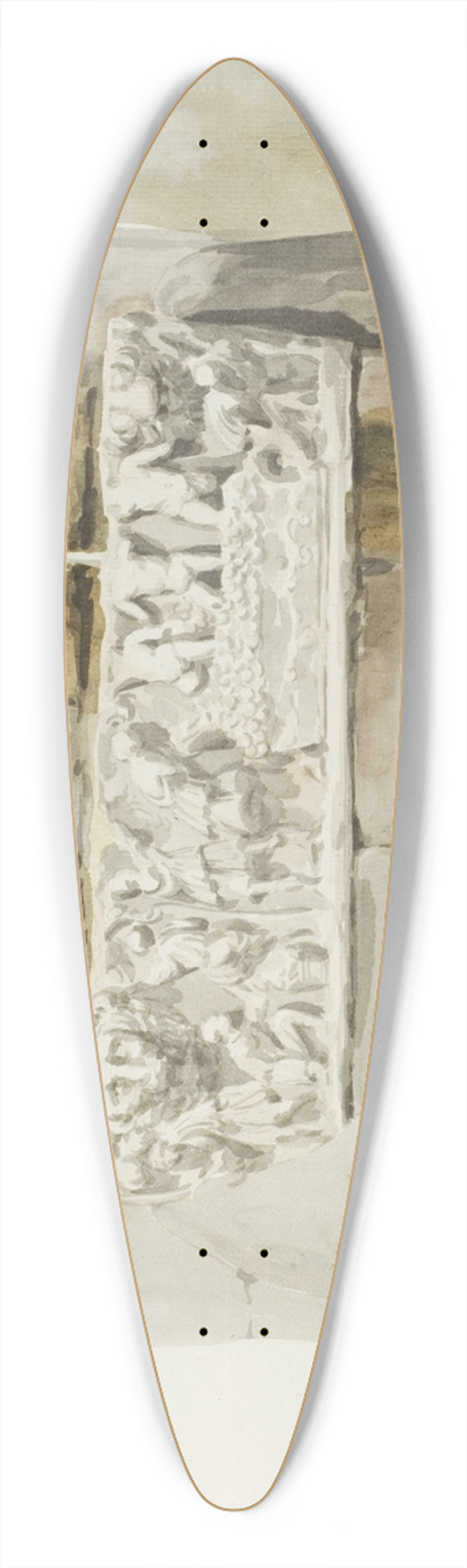 Abraham-Louis-Rodolphe Ducros - Oude sarcofaag als fontein in Messina 39.3 inch art pintail longboard deck