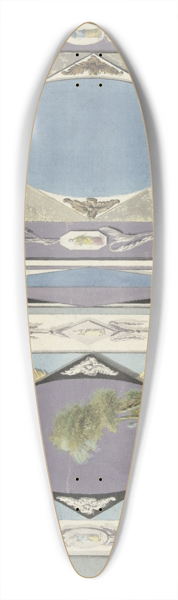 Abraham Meertens - Ontwerp voor kamerversiering met twee panelen met een ovaal in een ruit 39.3 inch art pintail longboard deck