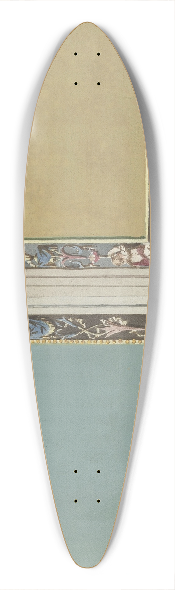 Abraham Meertens - Ontwerp voor kamerversiering met twee rechthoekige panelen in geel en groen 39.3 inch art pintail longboard deck