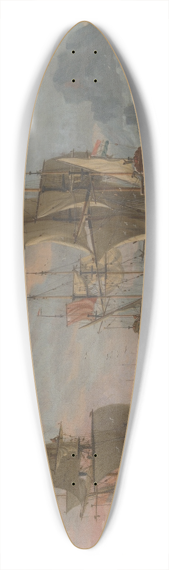 Abraham Storck - The Dutch Whaling Fleet 39.3 inch art pintail longboard deck
