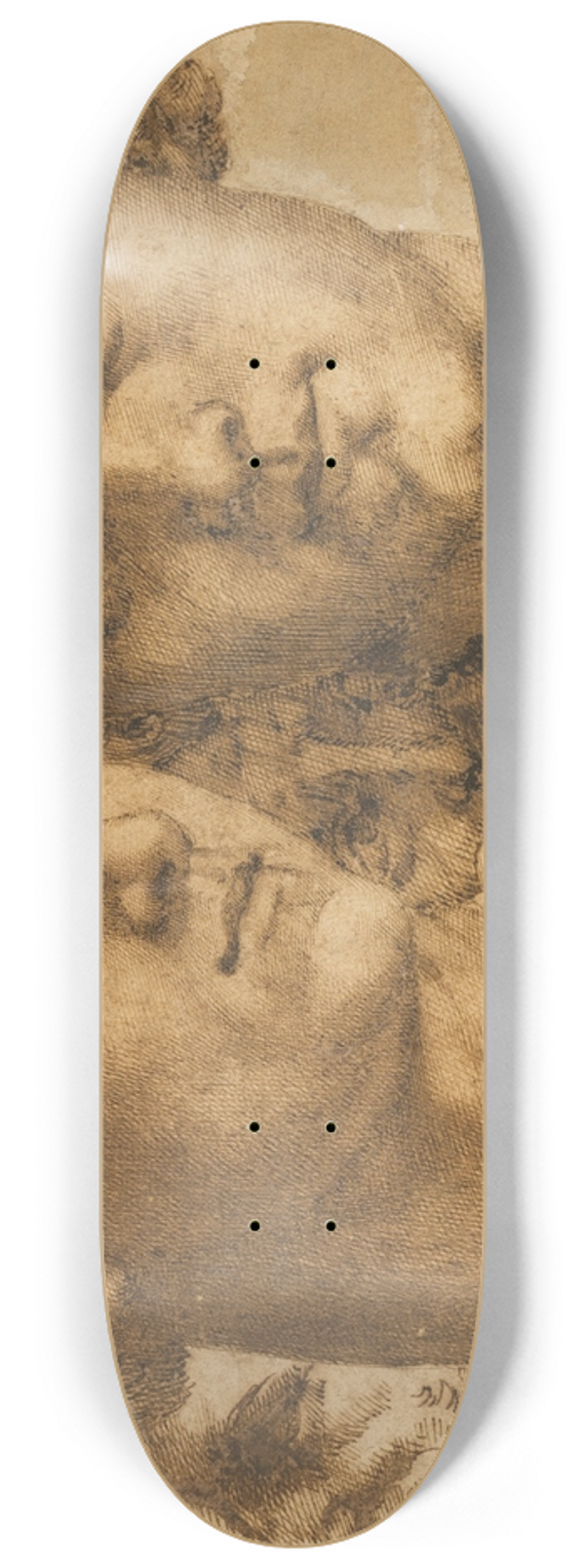 Baccio Bandinelli - Two Studies of the Head of a Youth 8.25 inch art skate deck
