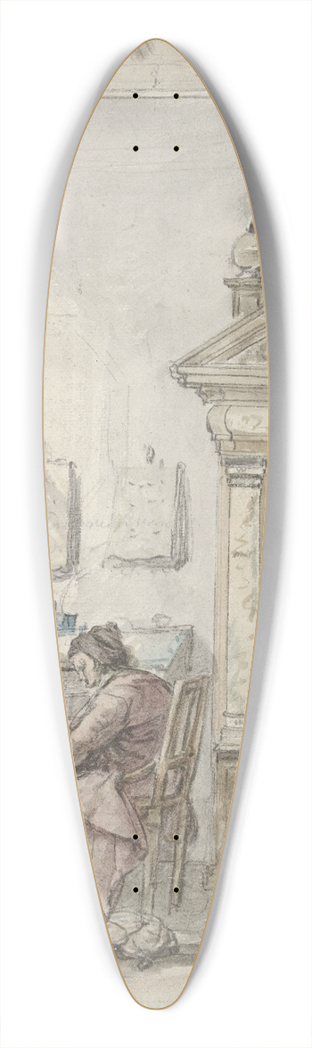Abraham Van Strij - Interieurscne met schrijvende man aan een lessenaar 39.3 inch art pintail longboard deck