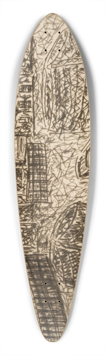 Abraham Walkowitz - Untitled 39.3 inch art pintail longboard deck