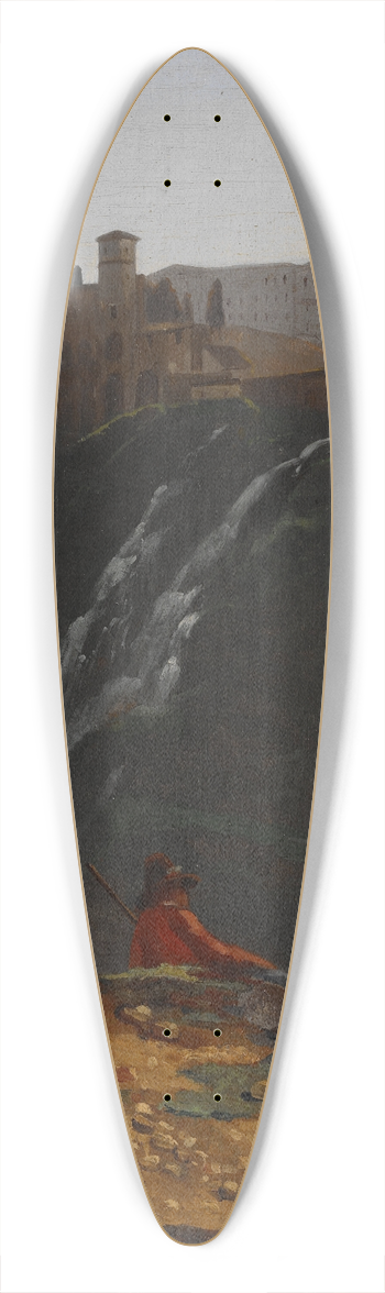 Achille Etna Michallon - Goatherd Opposite the Falls of Tivoli 39.3 inch art pintail longboard deck