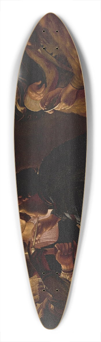 Adam de Coster - Card Players By Candlelight 39.3 inch art pintail longboard deck