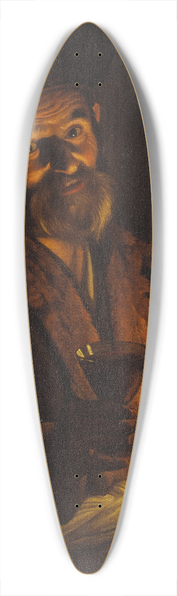 Adam de Coster - Old Man Holding a Candle and a Glass 39.3 inch art pintail longboard deck