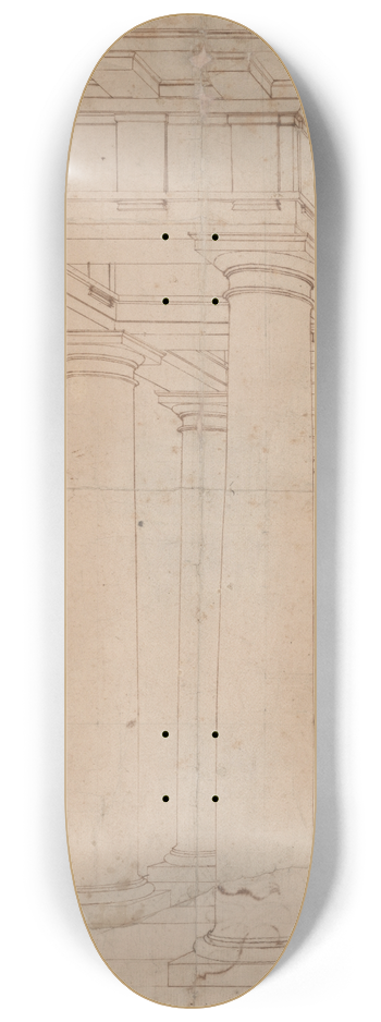 Baldassare Peruzzi - Study for a Colonnade in Perspective 8.25 inch art skate deck
