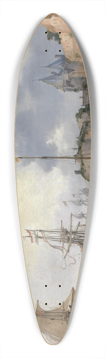 Adam Willaerts - Dutch Harbour with Sailing Ships 39.3 inch art pintail longboard deck