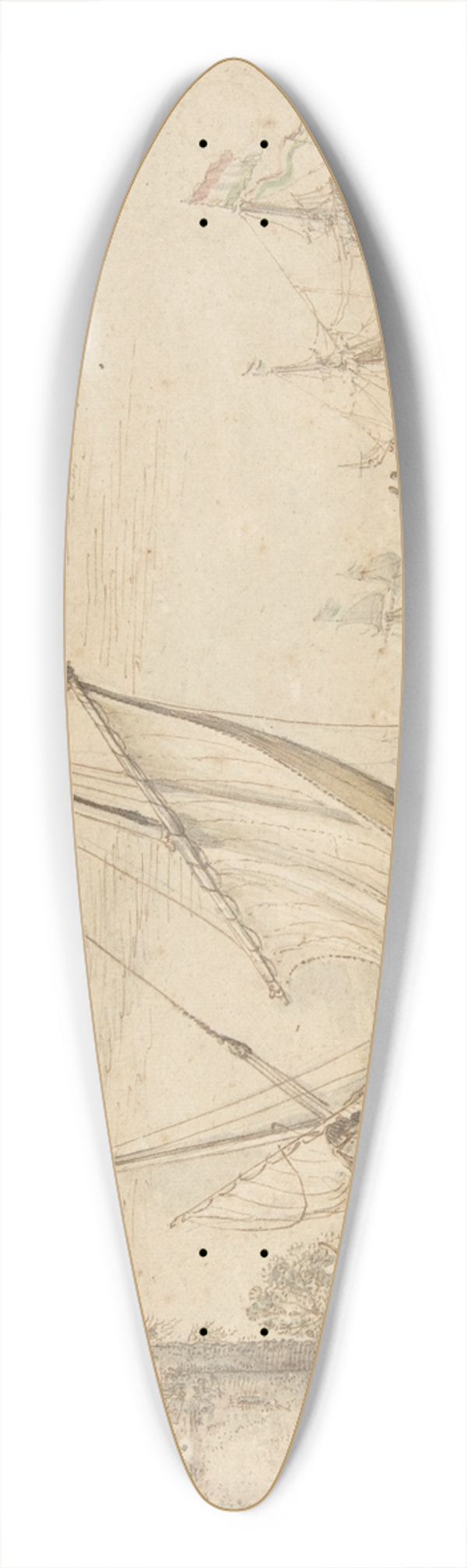 Adam Willaerts - Fisherfolk Hauling their Boat onto the Shore 39.3 inch art pintail longboard deck