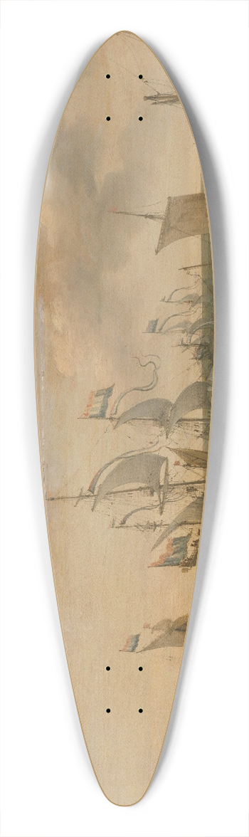 Adam Willaerts - Ships along the Shore 39.3 inch art pintail longboard deck
