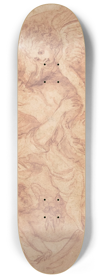 Baldassarre Franceschini - Allegorical Figure of Purity with a Unicorn and Two Putti 8.25 inch art skate deck