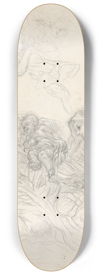 Baldassarre Franceschini - Holy Family with Two Flying Angels 8.25 inch art skate deck