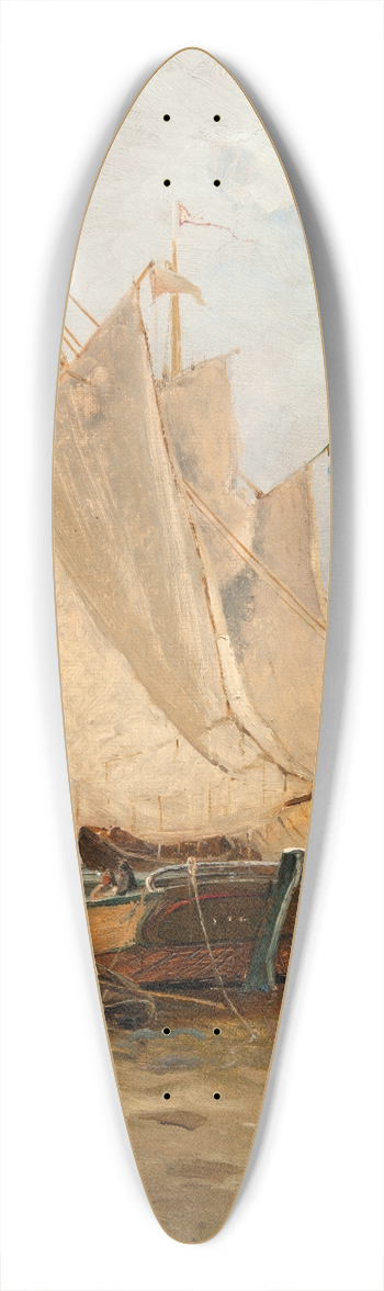 Adolf Fredrik Nordling - In the Harbour 39.3 inch art pintail longboard deck