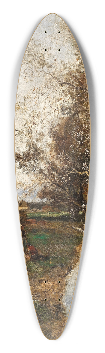 Adolf Kaufmann - A Springtime Landscape with a Creek 39.3 inch art pintail longboard deck