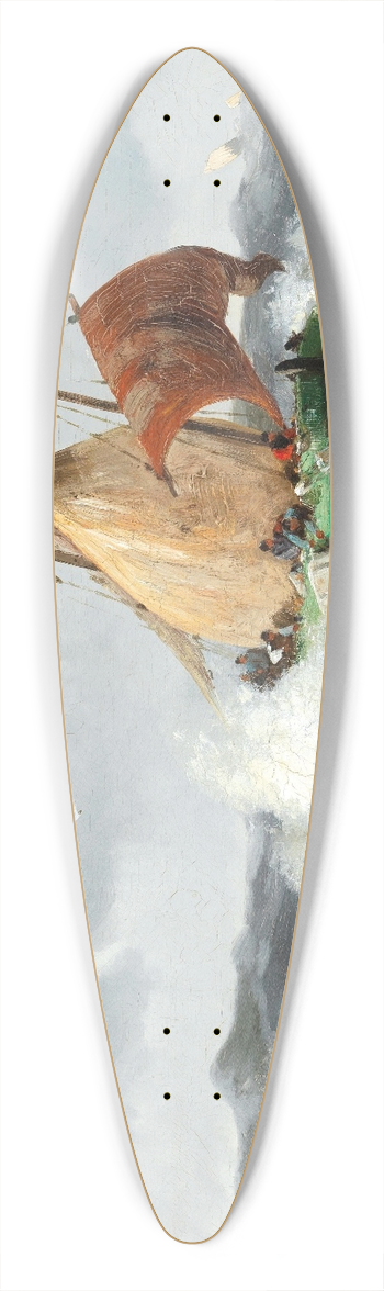 Adolf Kaufmann - Fishing Boat in a Rough Sea 39.3 inch art pintail longboard deck