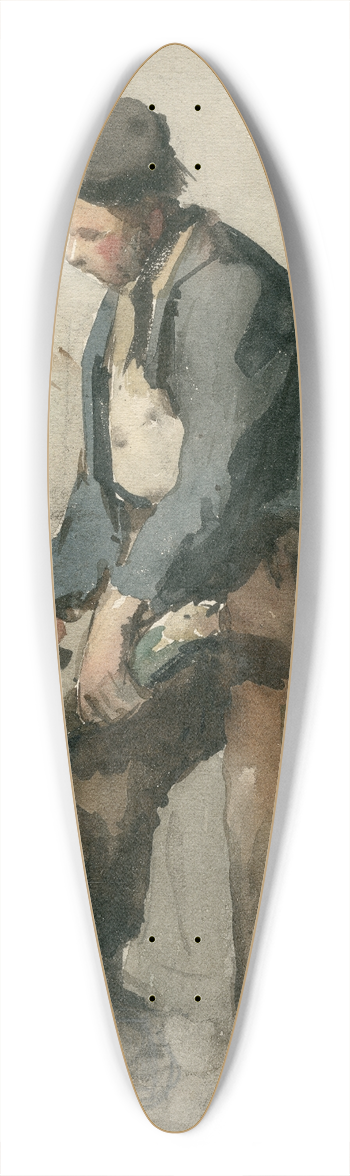 Adolf le Comte - Staande man, houthakkend 39.3 inch art pintail longboard deck