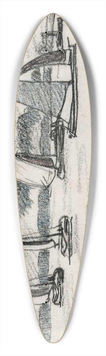 Adolf le Comte - Zeilboten op watervlakte 39.3 inch art pintail longboard deck