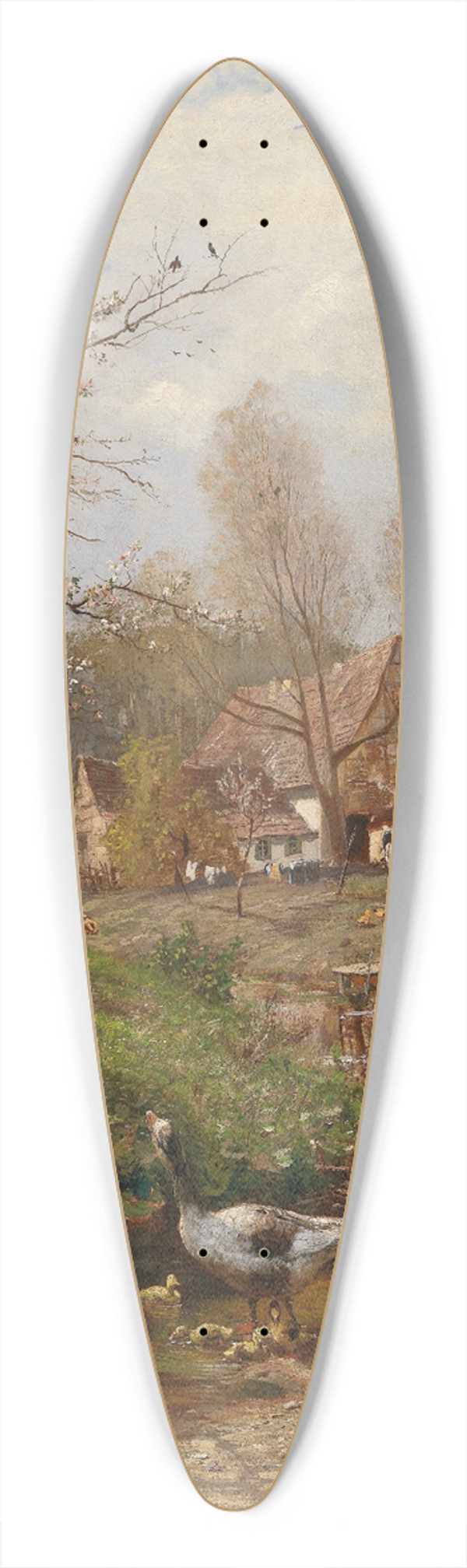 Adolf Lins - Frhlingslandschaft mit zwei Kindern und Gnsen 39.3 inch art pintail longboard deck