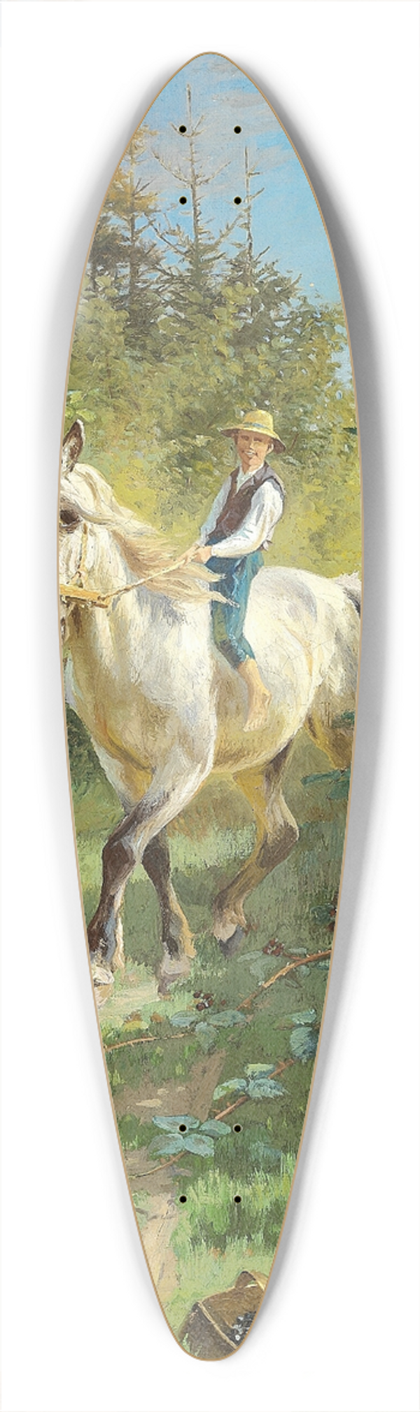 Adolf Mackeprang - Dreng p en hvid hest i skoven 39.3 inch art pintail longboard deck