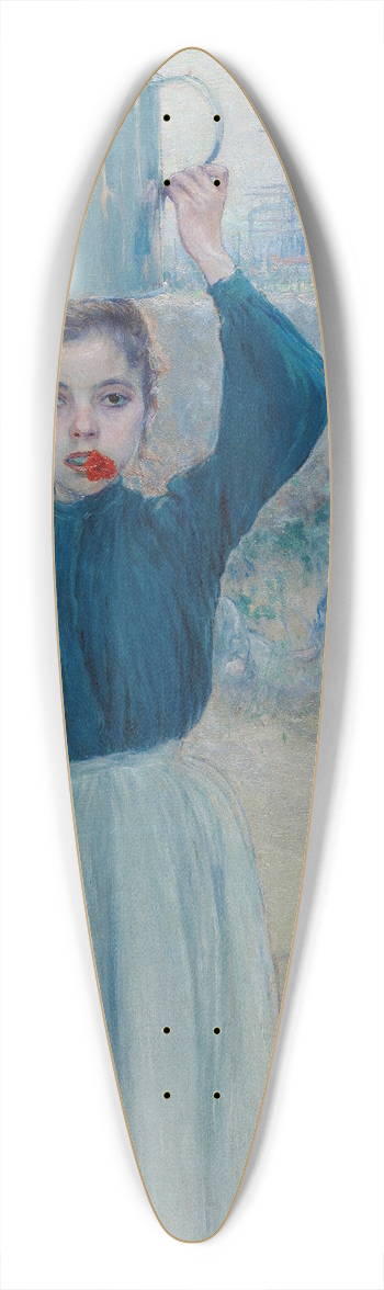 Adolfo Guiard - The Little Village Girl with Red Carnation 39.3 inch art pintail longboard deck