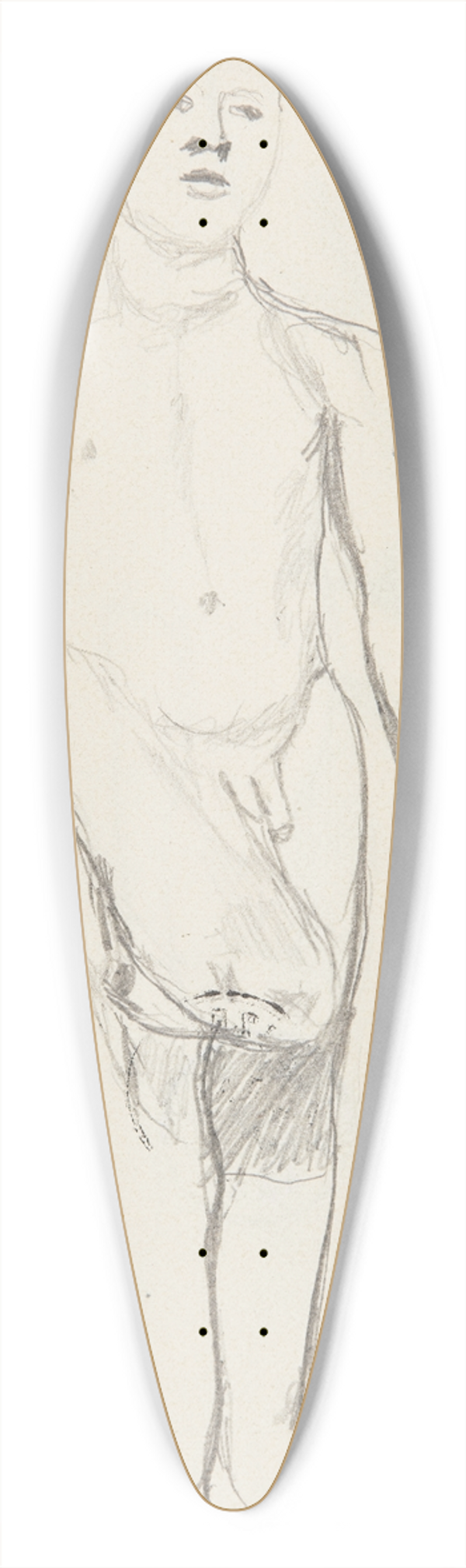 Adolf Sternschuss - akt chopca stojcego na jednej nodze 39.3 inch art pintail longboard deck