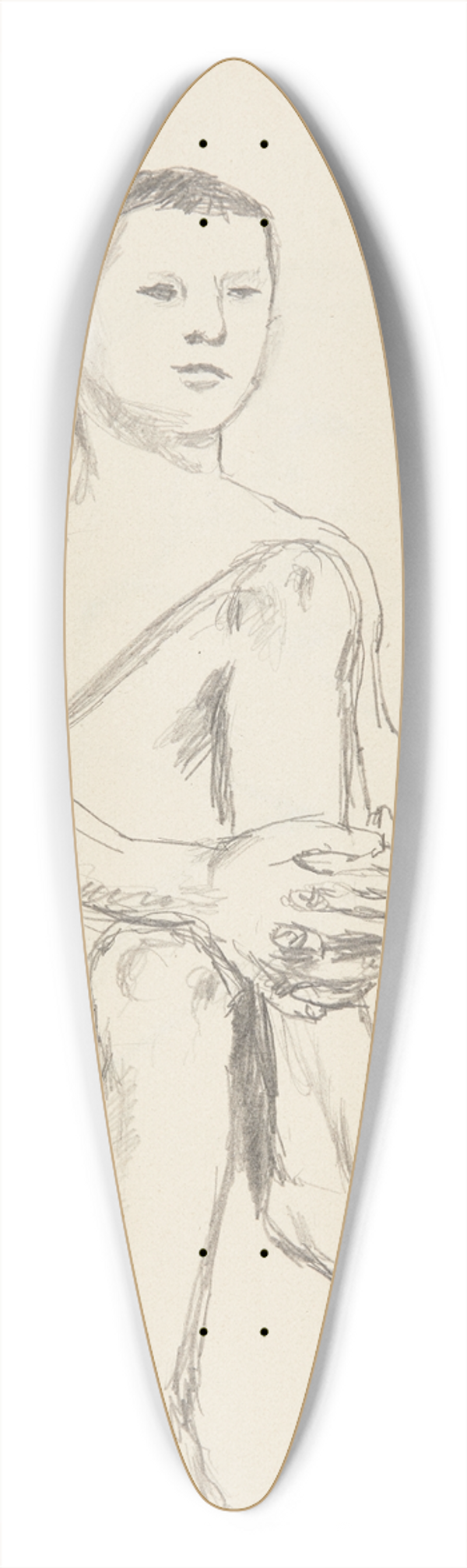 Adolf Sternschuss - akt siedzcego chopca 39.3 inch art pintail longboard deck