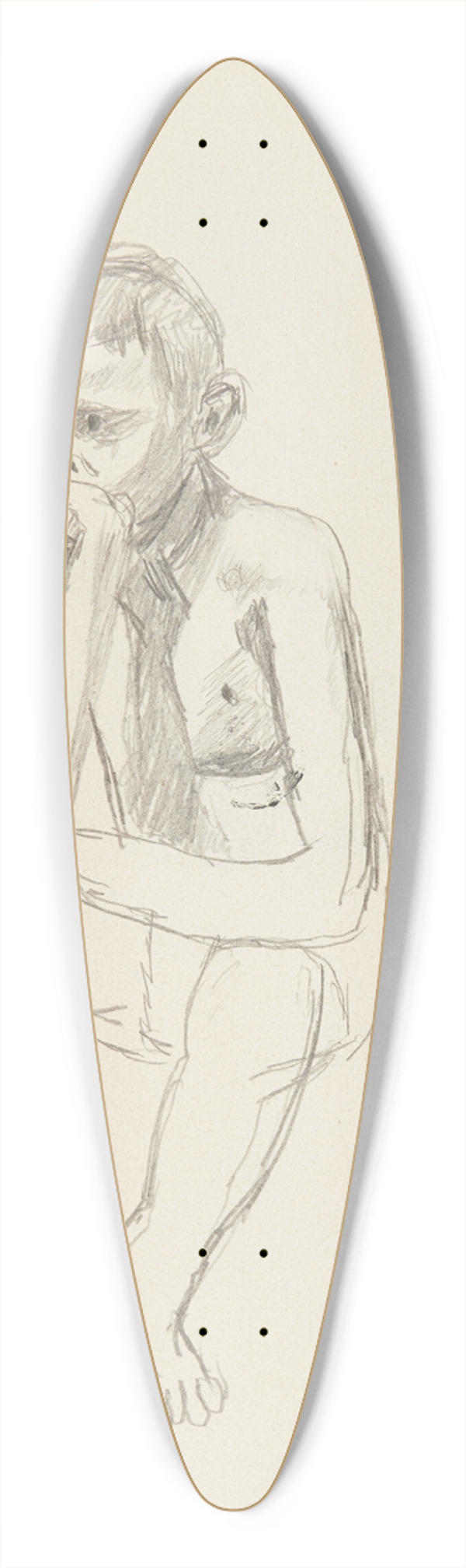 Adolf Sternschuss - akt siedzcego chopca podpierajcego twarz doni 39.3 inch art pintail longboard deck