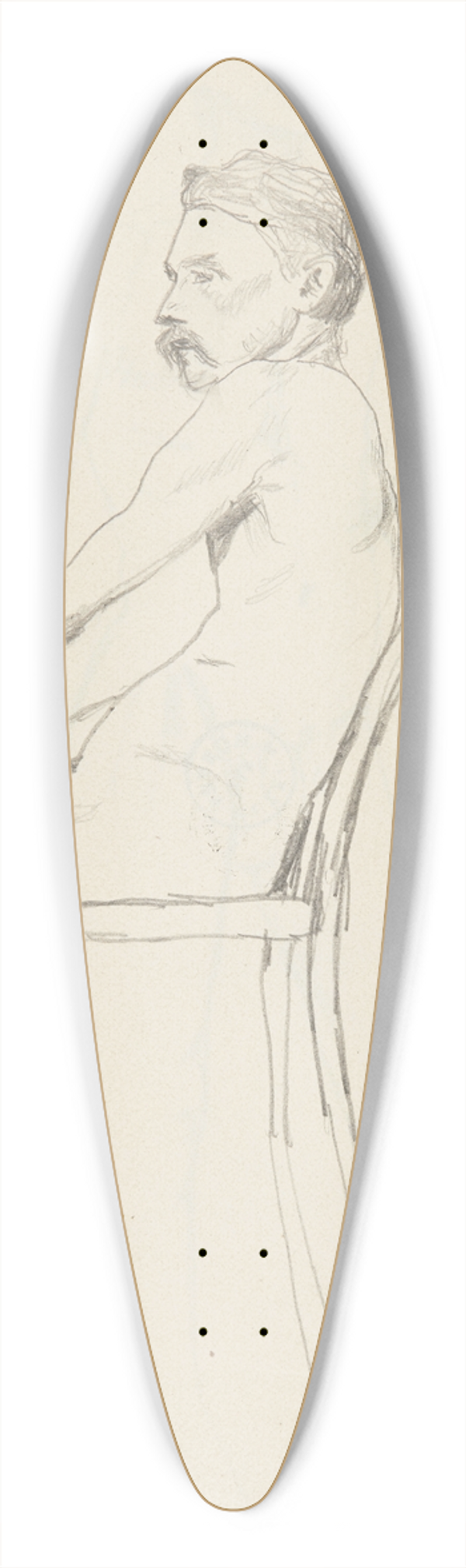 Adolf Sternschuss - akt siedzcego mczyzny 39.3 inch art pintail longboard deck