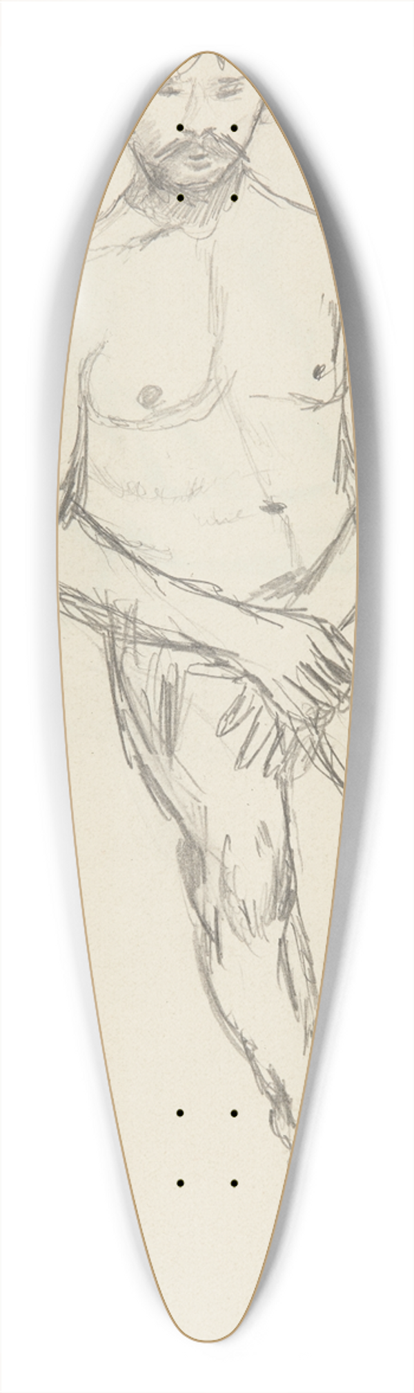 Adolf Sternschuss - akt siedzcego mczyzny zakrywajcego domi przyrodzenie 39.3 inch art pintail longboard deck