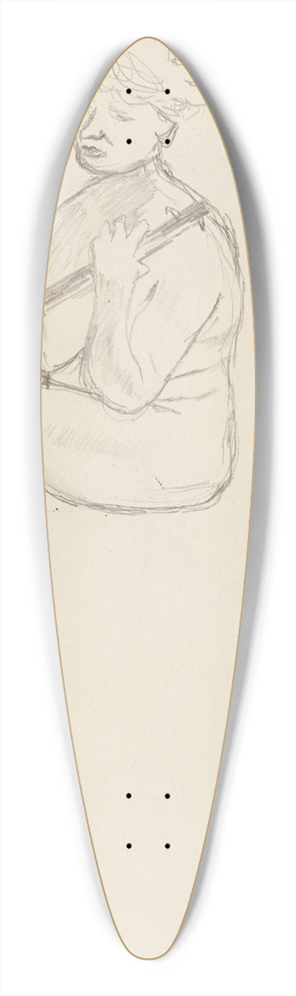 Adolf Sternschuss - akt siedzcej kobiety trzymajcej instrument muzyczny 39.3 inch art pintail longboard deck