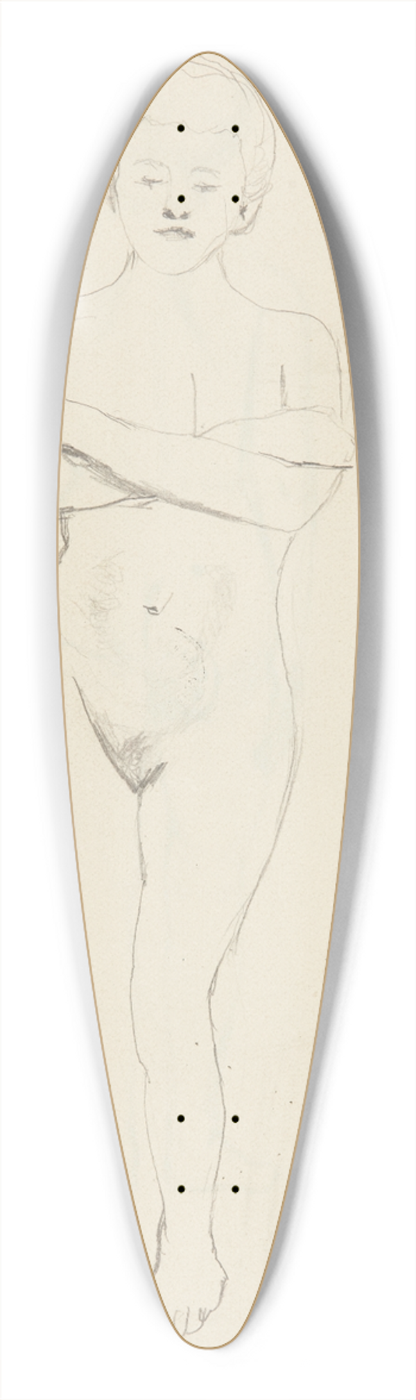 Adolf Sternschuss - akt stojcej kobiety zasaniajcej rkoma biust 39.3 inch art pintail longboard deck