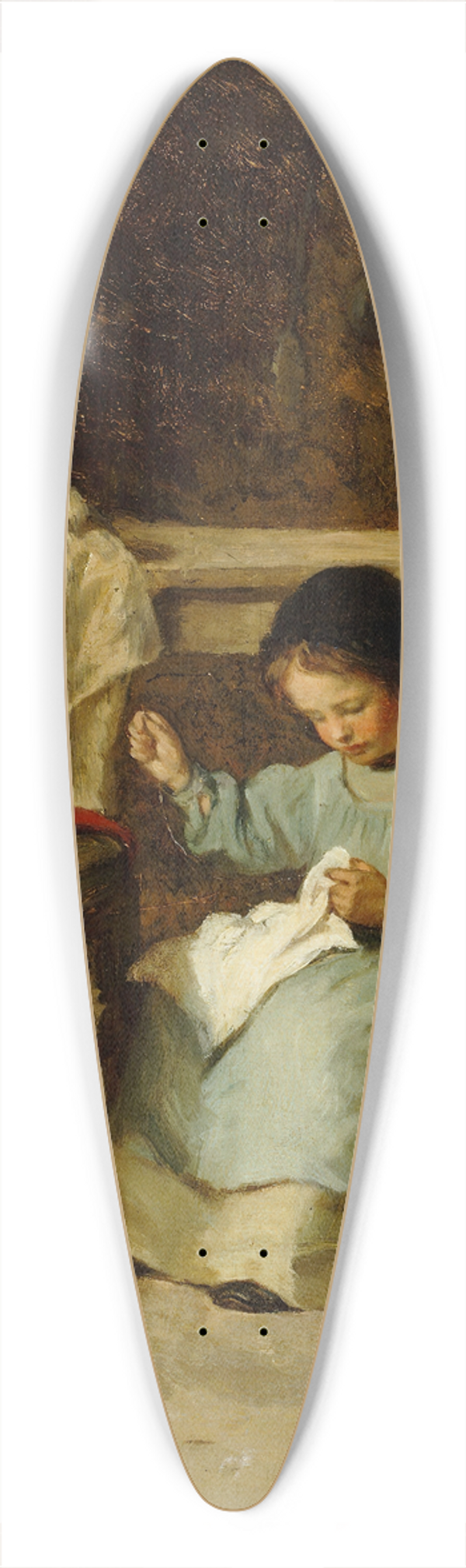 Adolf Von Becker - Girl Sewing 39.3 inch art pintail longboard deck