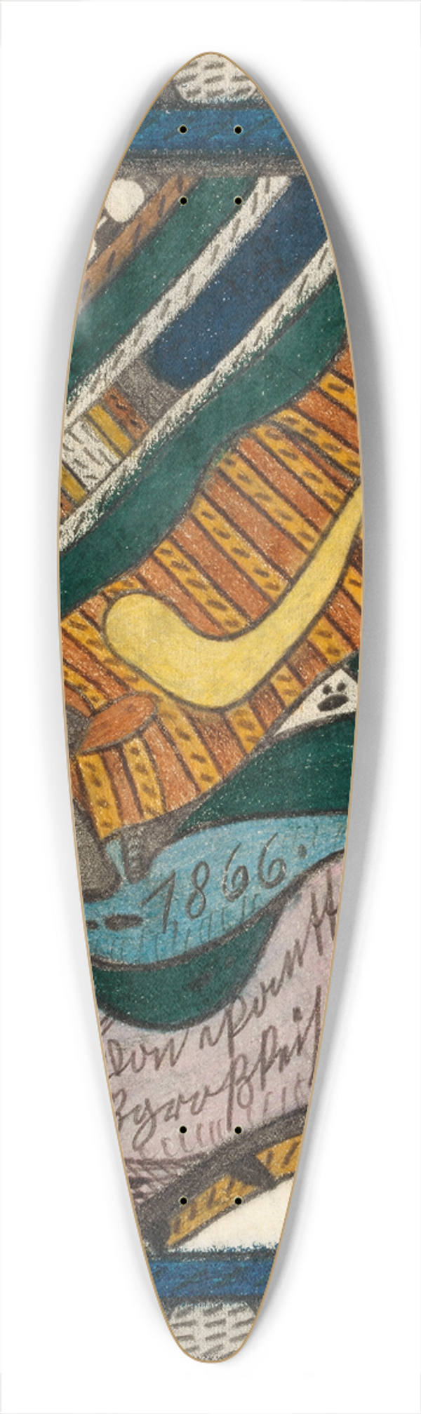 Adolf Wlfli - Die heilige Wiegalinda von Pantter=Bann 39.3 inch art pintail longboard deck