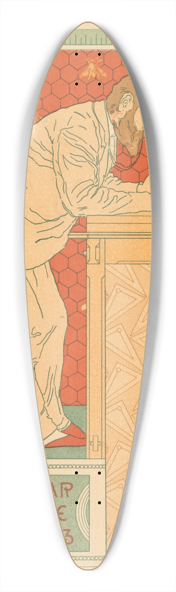 Adolphe Crespin - Les Maitres De Laffiche, Pl. 91, Paul Hankar, Architecte Rue Defacqz 63 C. 39.3 inch art pintail longboard deck