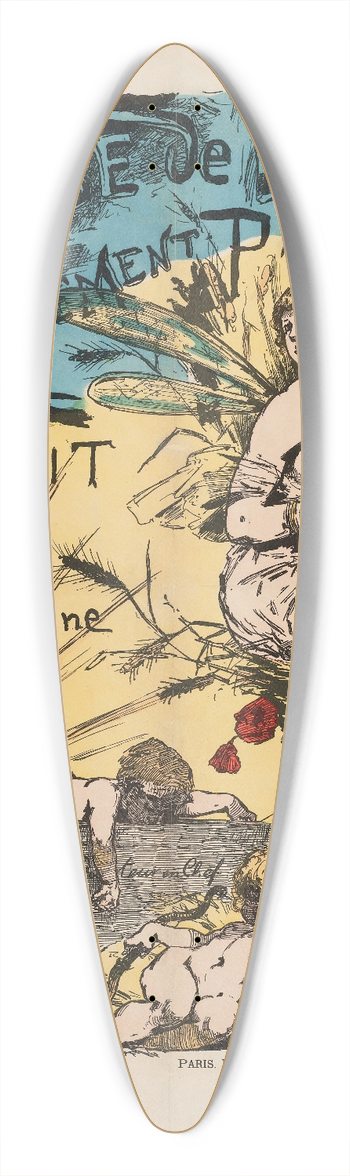 Adolphe Lon Willette - A Cause De Lete N Levenement Parisien 39.3 inch art pintail longboard deck