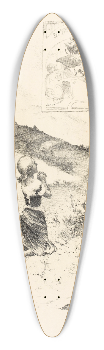 Adolphe Lon Willette - Dessin originel 39.3 inch art pintail longboard deck