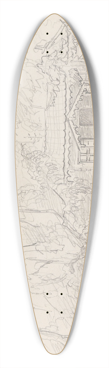 Adolph Tidemand - Et hus i skogen 39.3 inch art pintail longboard deck
