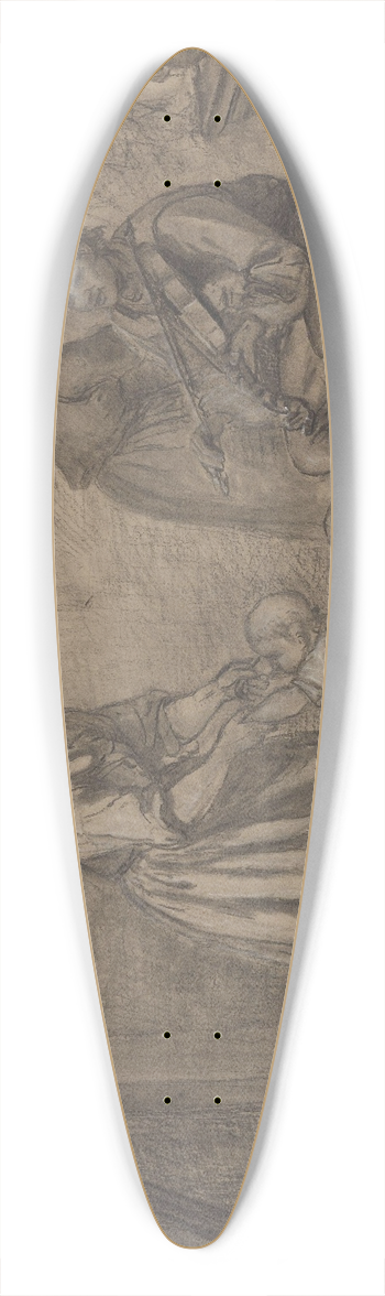Adolph Tidemand - Huslig scene p landet 39.3 inch art pintail longboard deck