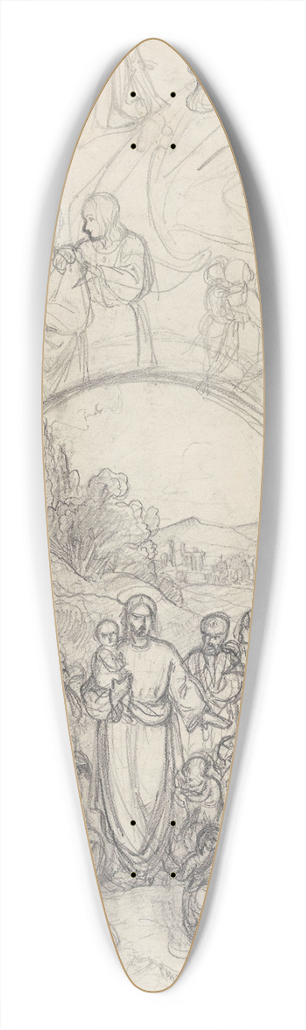 Adolph Tidemand - Kristus velsigner de sm barn 39.3 inch art pintail longboard deck