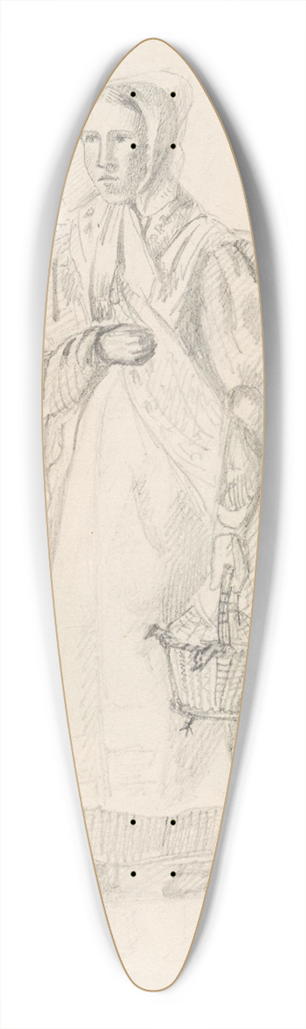 Adolph Tidemand - Kvinne med en kurv 39.3 inch art pintail longboard deck