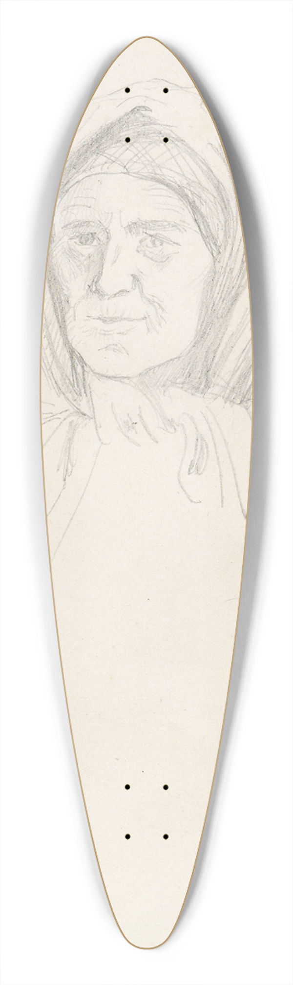 Adolph Tidemand - Kvinneportrett 39.3 inch art pintail longboard deck