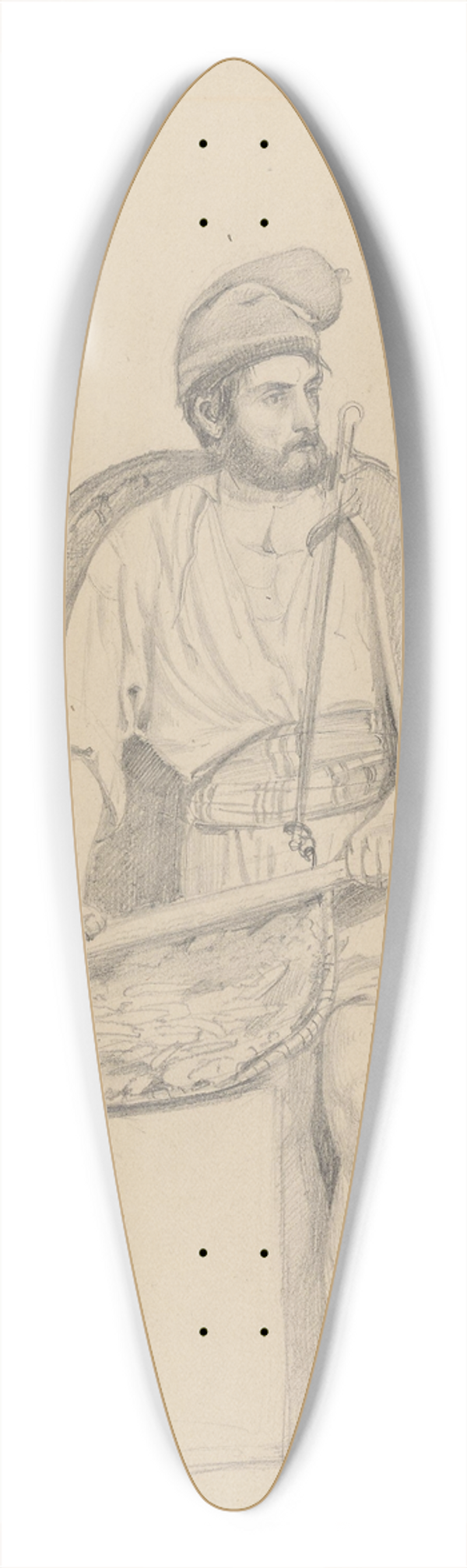 Adolph Tidemand - Napolitansk fisker 39.3 inch art pintail longboard deck