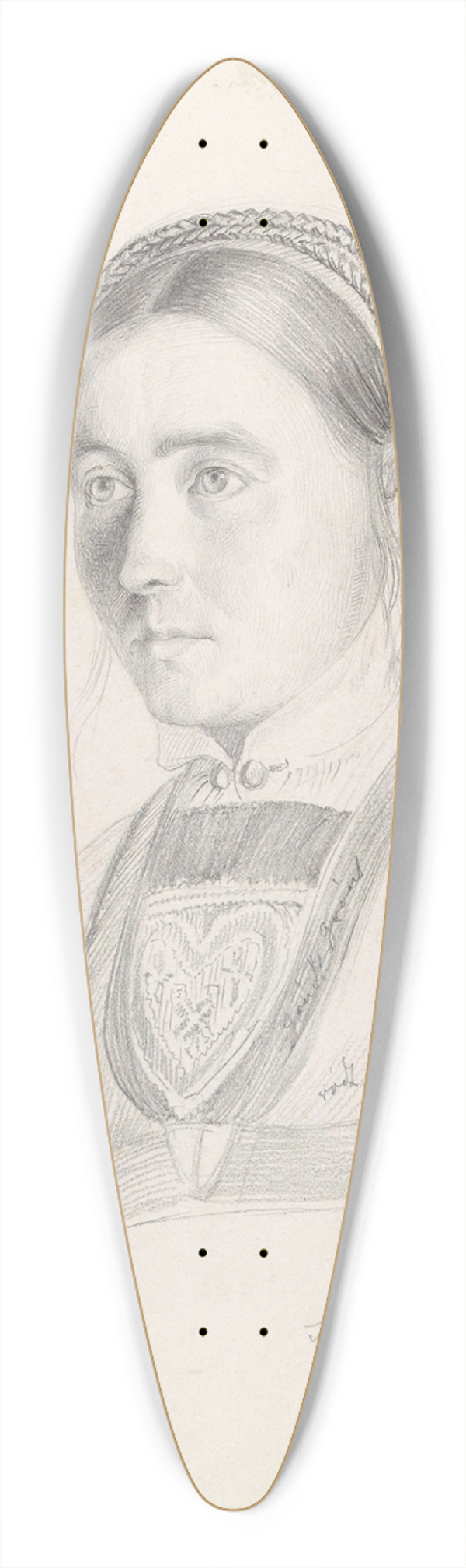Adolph Tidemand - Sigrid Eriksdatter Vassenden 39.3 inch art pintail longboard deck